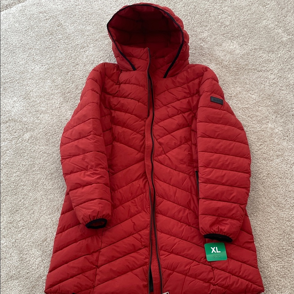 NWT DKNY Vibrant Red Quilted Puffer Jacket
